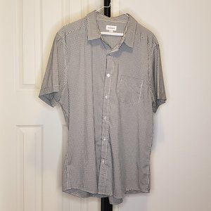 Haggar Men's Short Sleeve Plaid Button Down White w/ Black XL